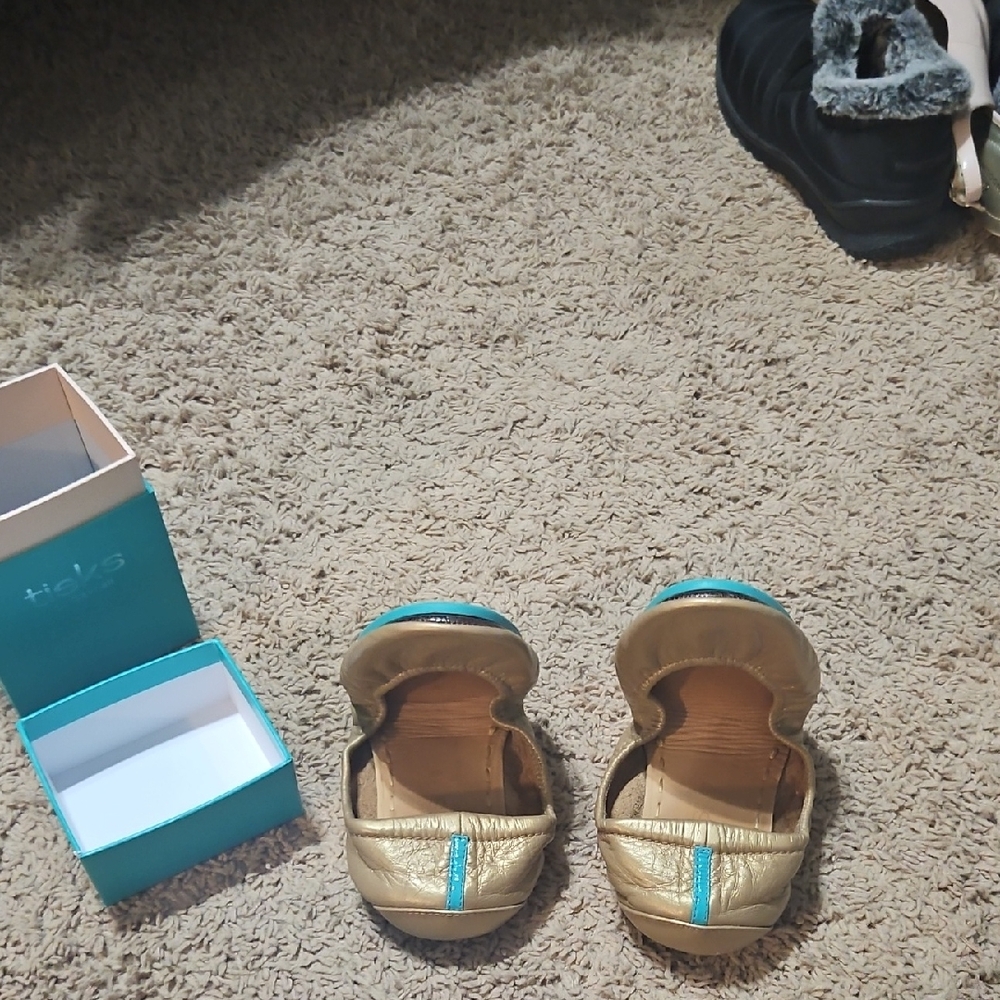 Tieks Gold and Blue Flats